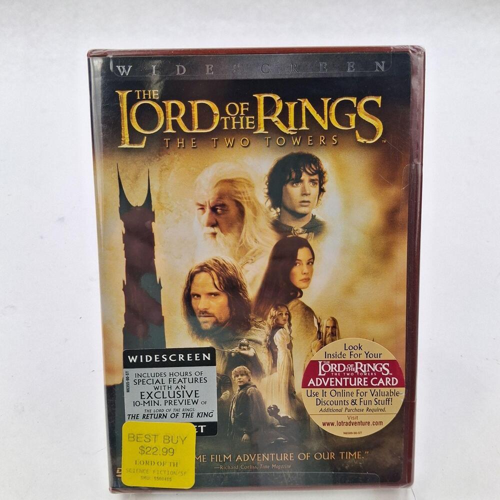 Lord Of The Rings Two Towers DVD Widescreen Elijah Wood PG-13 New Sealed Movie